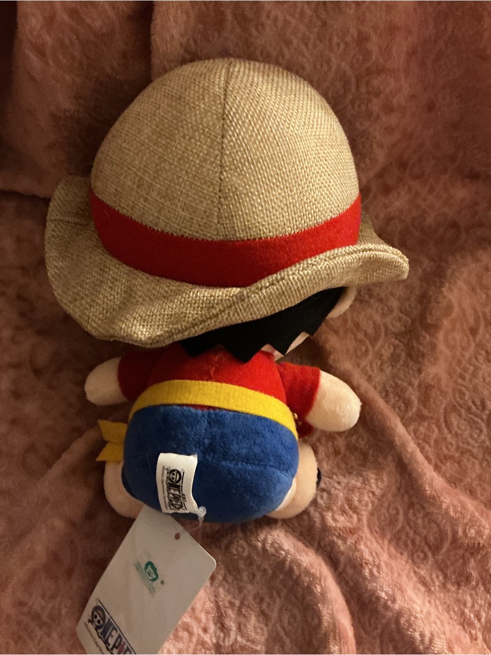Onepiece Plush Luffy in Red Jacket and Tan Straw Hat - Picture 2 of 3